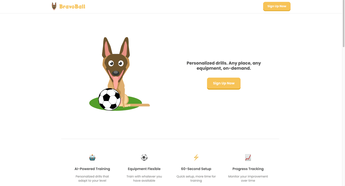 BravoBall - Landing Page